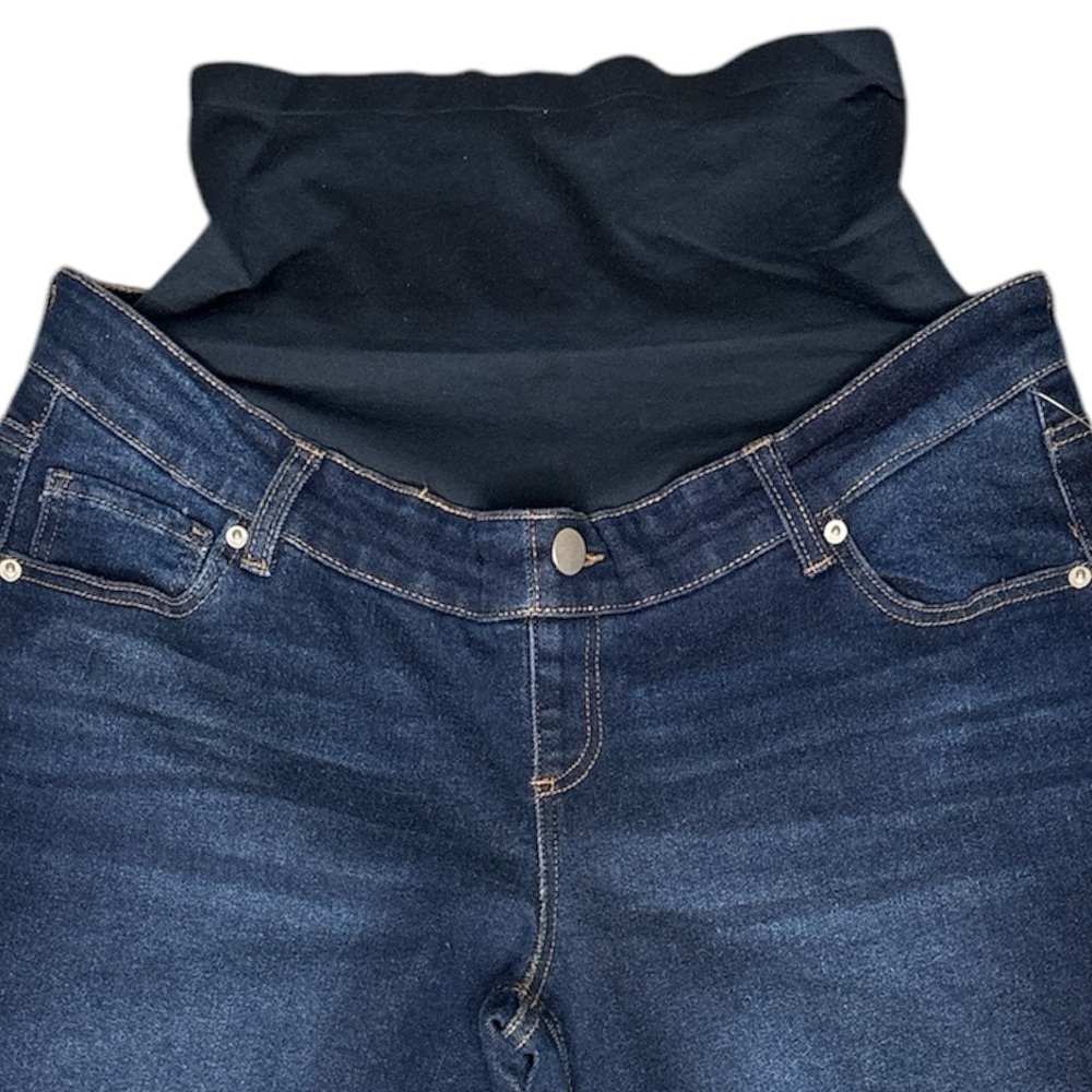 NWT Time and Tru Maternity Straight Leg Stretch with Belly Band Jeans- L 12/-14 - Picture 4 of 7